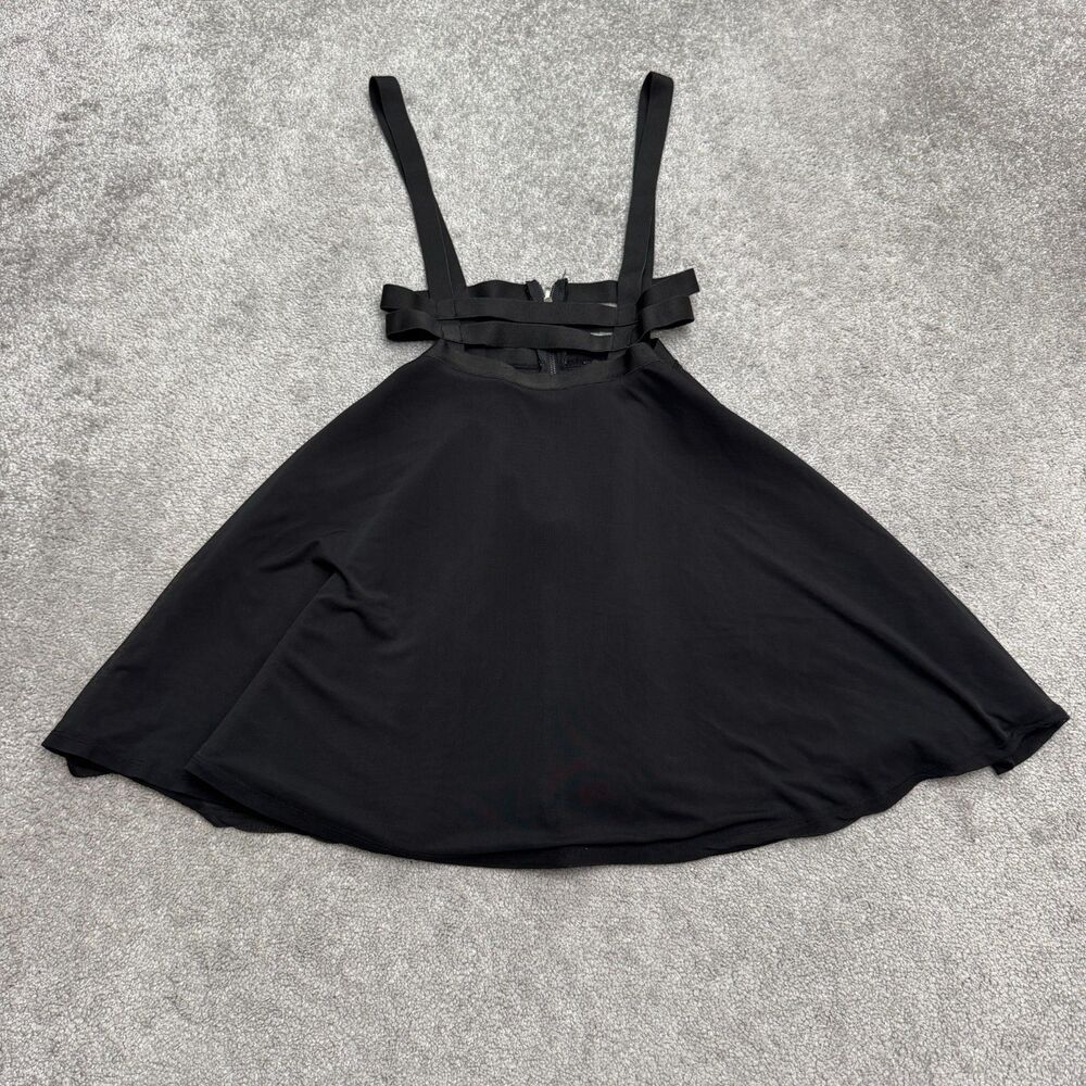 Hot Topic Suspender Skater Pinafore Skirt Women SM Black Stretch Cage Strap Goth